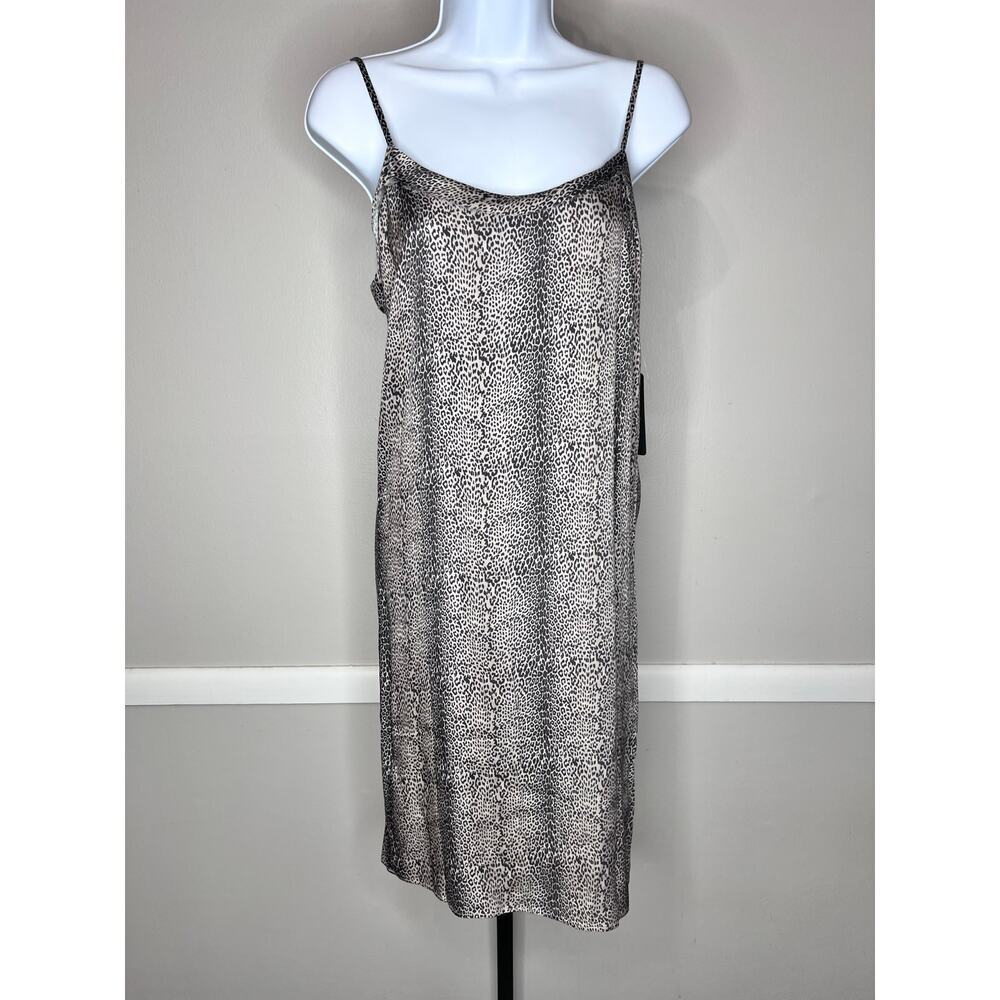 ☀️Chaser NWT Leopard Print Slip Dress Midi Spaghetti Strap Neutral Size Small